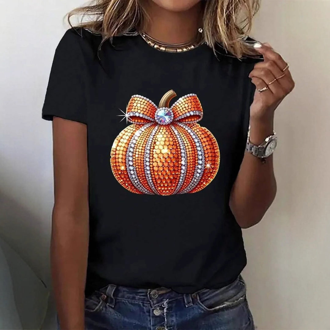 Damen T-Shirt mit stylischem Kürbis-Motiv und aufregendem Animal-Print Echo Archiv