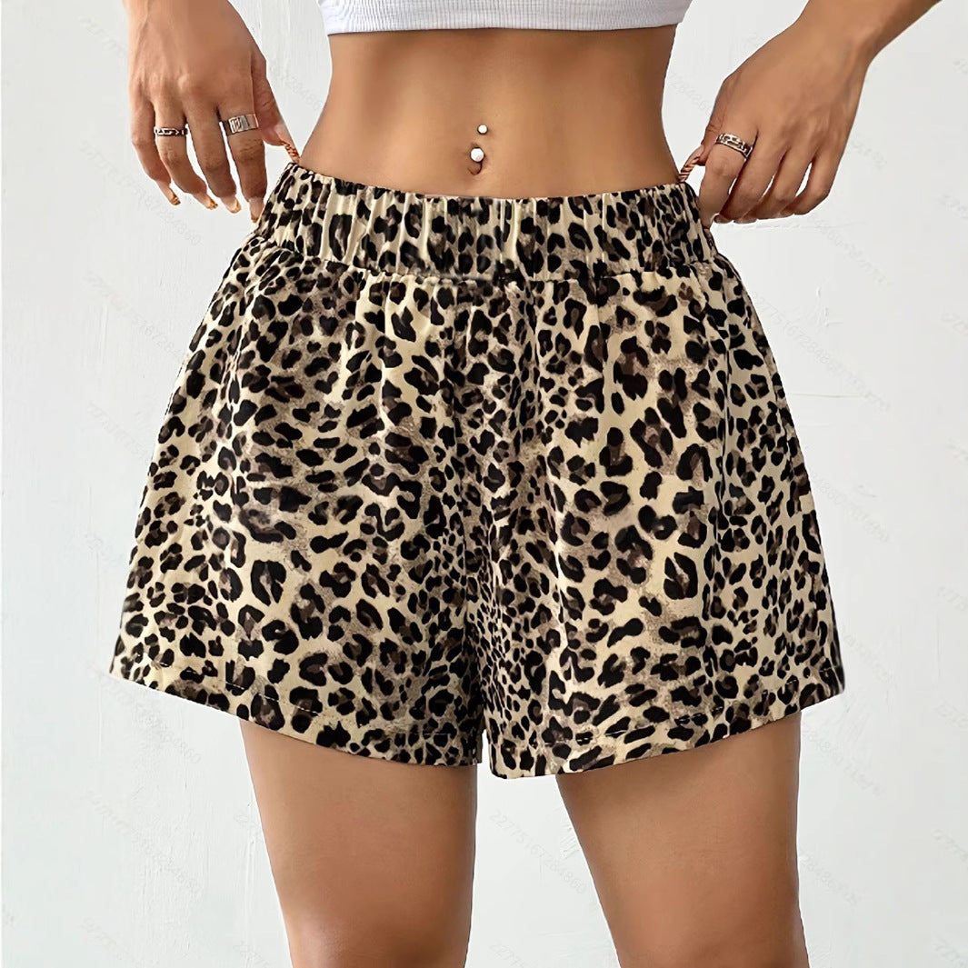 Damen Lockere Leoprint-Strandshorts Echo Archiv