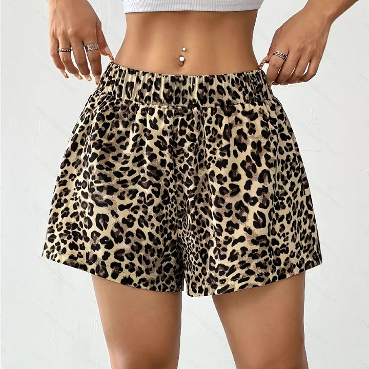 Damen Lockere Leoprint-Strandshorts Echo Archiv