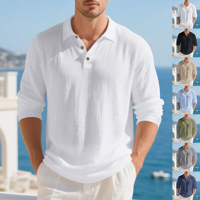 Herren langärmliges Poloshirt mit modischem Kragen Echoarchiv