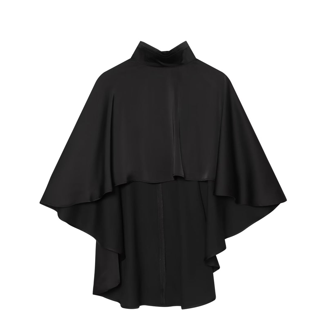 Damen Cape‑Mantel mit asymmetrischem Lagenfall und Stehkragen Echo Archiv