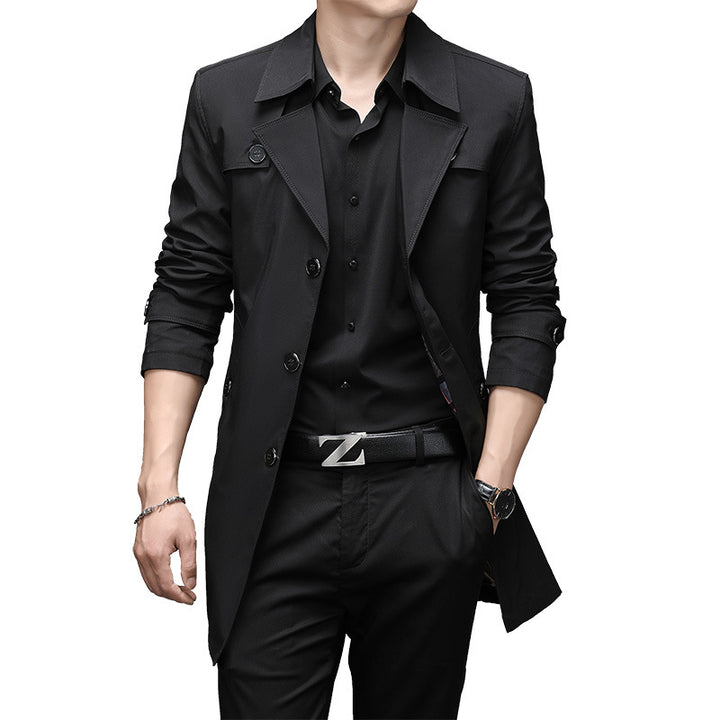 Herren Schmal geschnittener Trenchcoat mit Reverskragen und dezenter Knopfleiste Echoarchiv