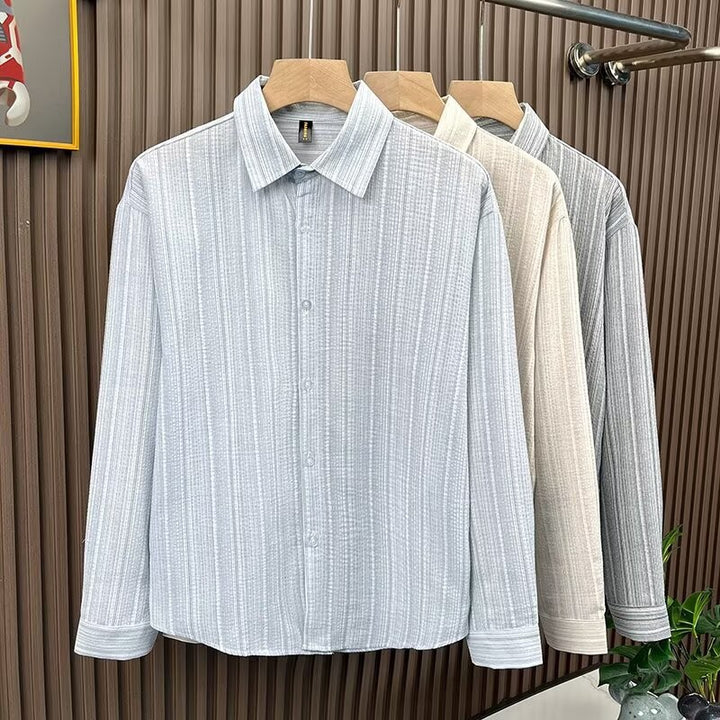 Herren Elegant gestreiftes Langarmhemd Echo Archiv
