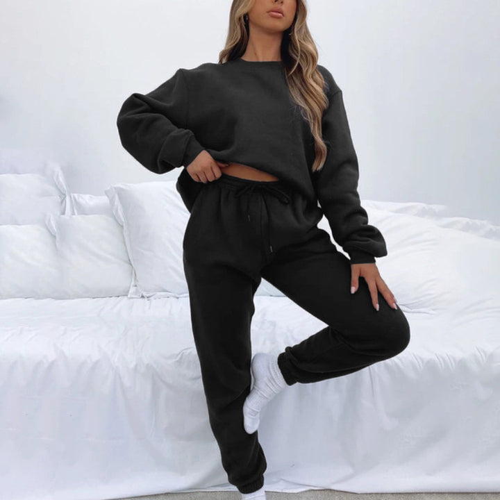 Damen nan weit geschnittenes Fleece-Freizeitset mit Sweatshirt und Jogginghose Echo Archiv