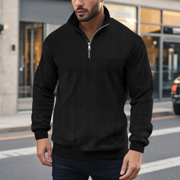 Herren Pullover mit strukturierter Optik und hohem Kragen Echoarchiv
