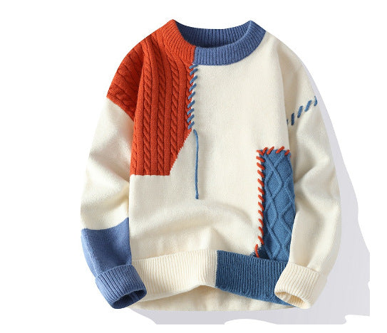 Herren Strickpullover mit kreativem Muster und strukturierten Akzenten Echoarchiv