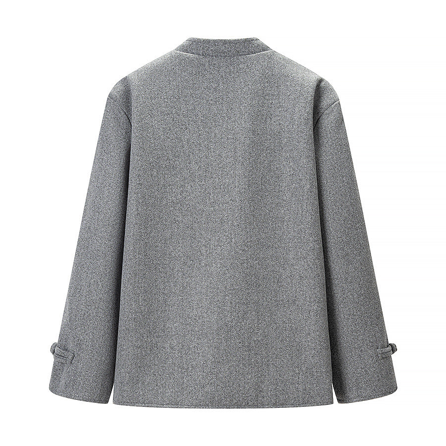 Damen Traditionelle kurz geschnittene Jacke mit Mandarin-Kragen und Knotenverschlüssen Echo Archiv