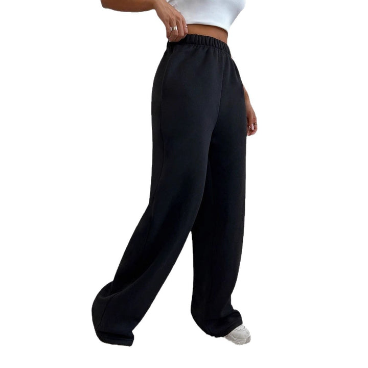 Damen weite Loungehose aus French Terry mit hohem Komfortbund, seitlichen Eingrifftaschen und fließendem Bein – Avélisse