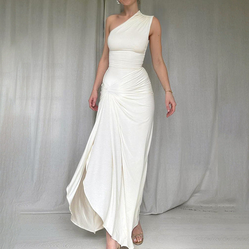 Damen Elegantes One-Shoulder Maxikleid mit verführerischem Seitenschlitz Echo Archiv