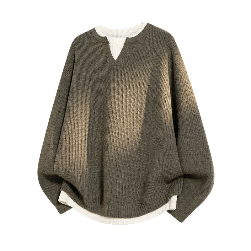 Damen Eleganter lässiger Pullover mit V-Ausschnitt und weitem Schnitt Echoarchiv