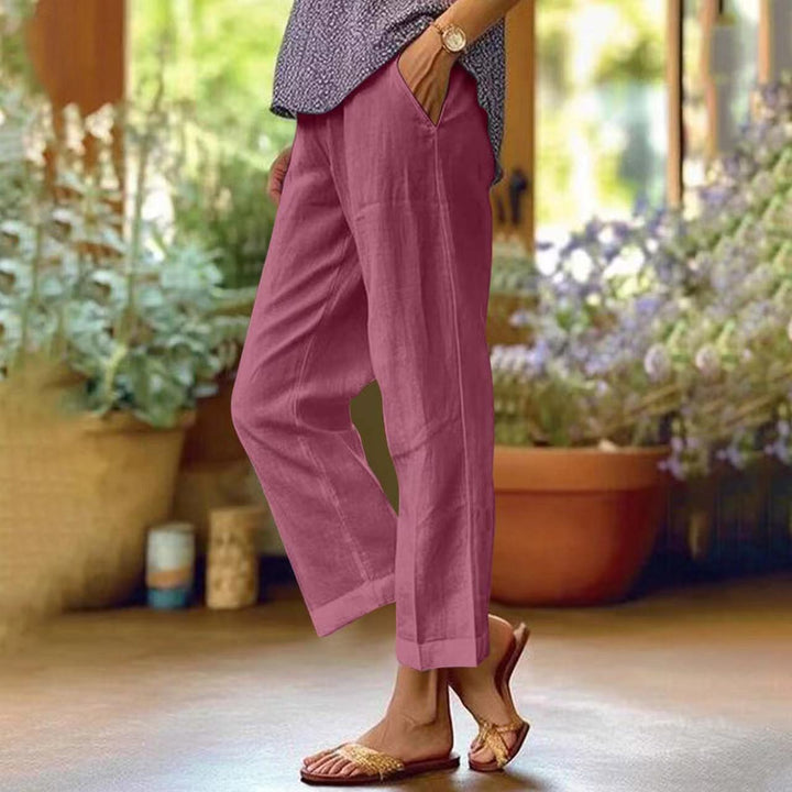Damen nan lässige Cropped-Hose mit geradem Bein, dezenter Bügelfalte und seitlichen Eingrifftaschen Echo Archiv