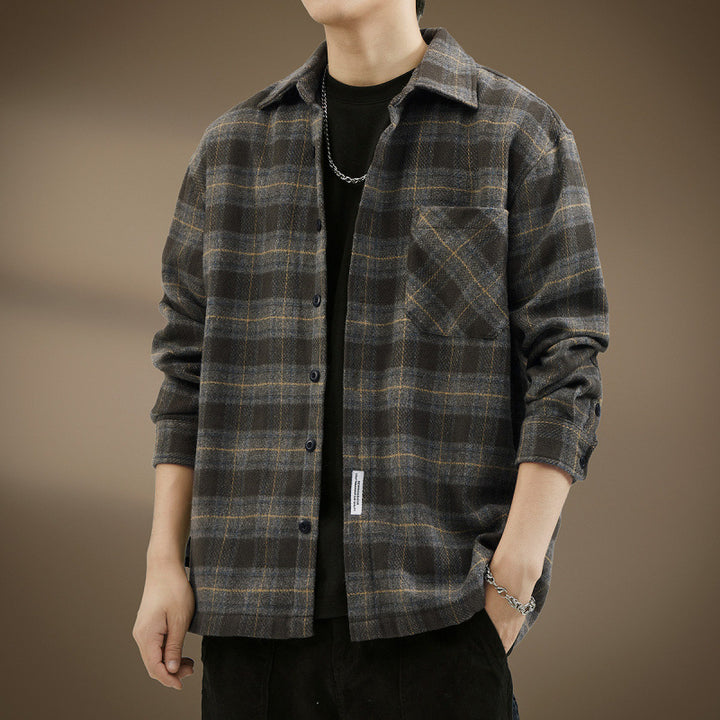 Herren Lässiges Karomuster Hemdjacke – Taviero