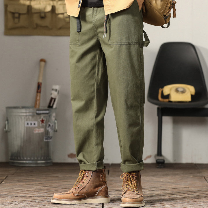 Herren Tapered-Cargohose im Utility-Stil mit gekrempeltem Saum und elastischem Bund Echoarchiv