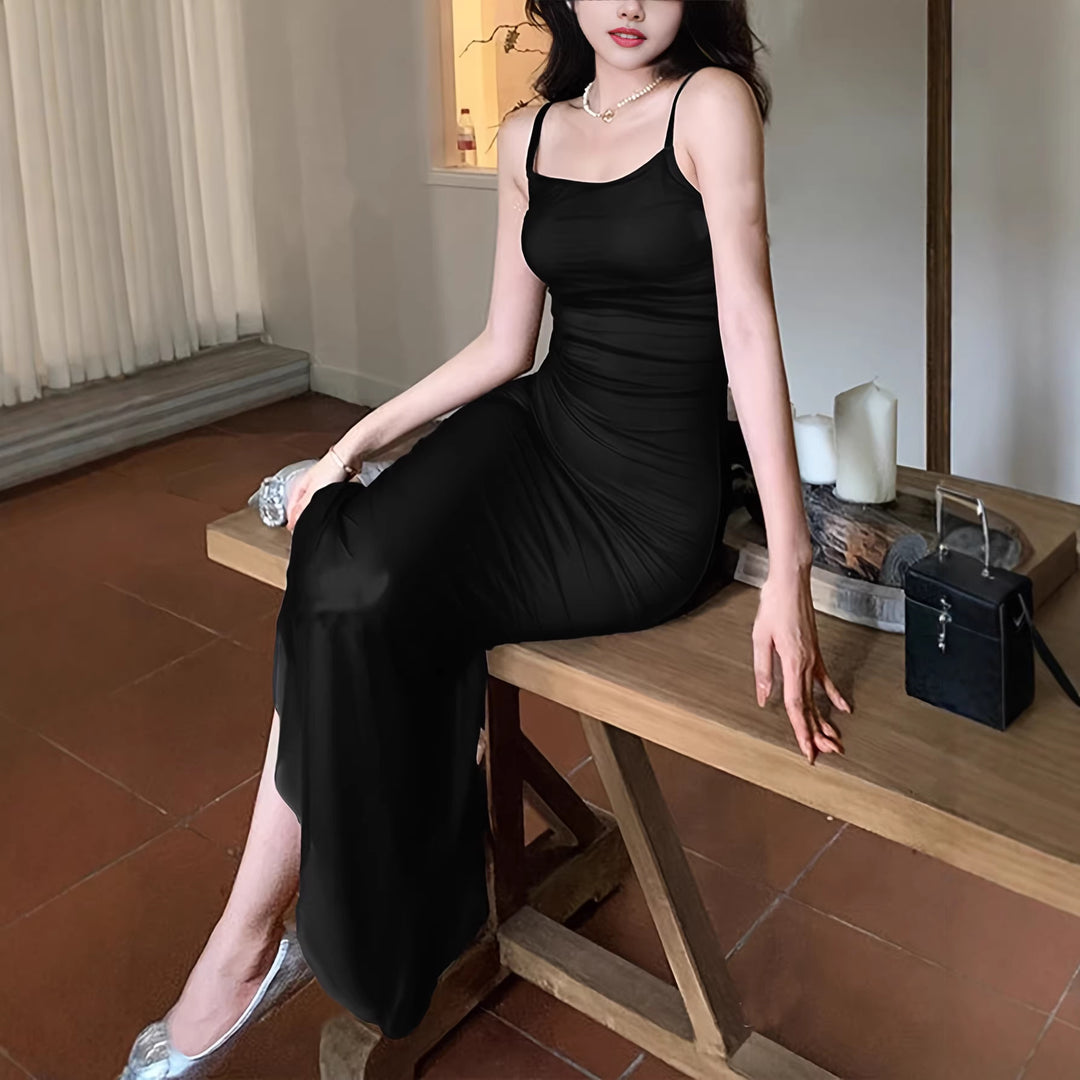 Damen langes Wickelkleid mit eleganter Silhouette und spaghettiträgen Echo Archiv
