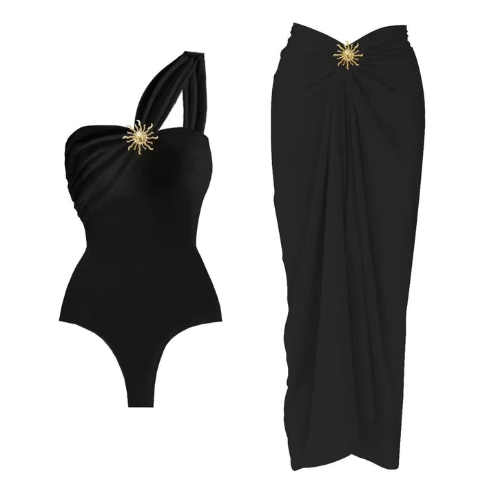 Damen einseitiger Badeanzug mit elegantem Drapierungsdesign und passendem Pareo Echo Archiv