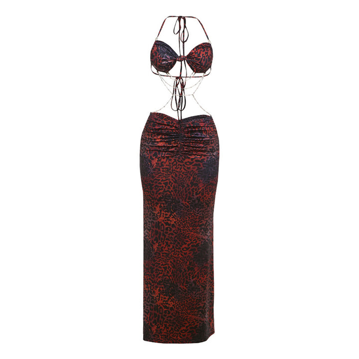 Damen Maxi-Kleid im Leoparden-Design mit raffiniertem Rücken Echo Archiv