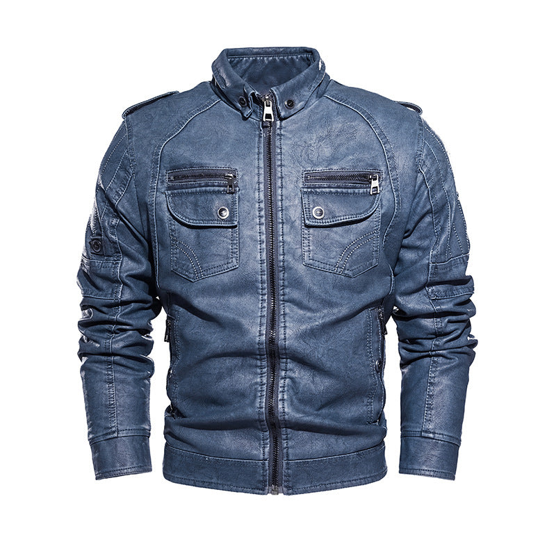 Herren lässige Lederjacke mit zahlreichen Taschen Echoarchiv