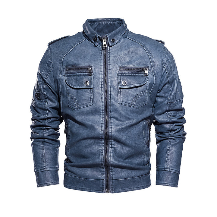 Herren lässige Lederjacke mit zahlreichen Taschen Echoarchiv