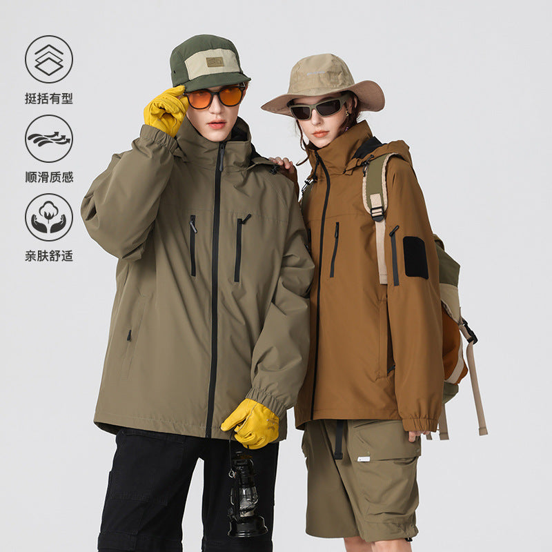 Herren Multifunktions-Shelljacke mit hoher Stehkragen-Kapuze, vertikalen Brusttaschen und Armtasche Echo Archiv