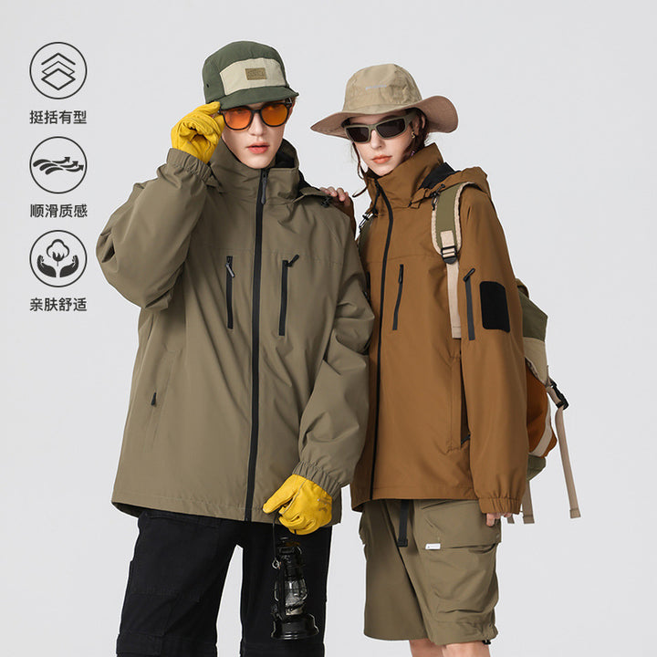Herren Multifunktions-Shelljacke mit hoher Stehkragen-Kapuze, vertikalen Brusttaschen und Armtasche Echo Archiv