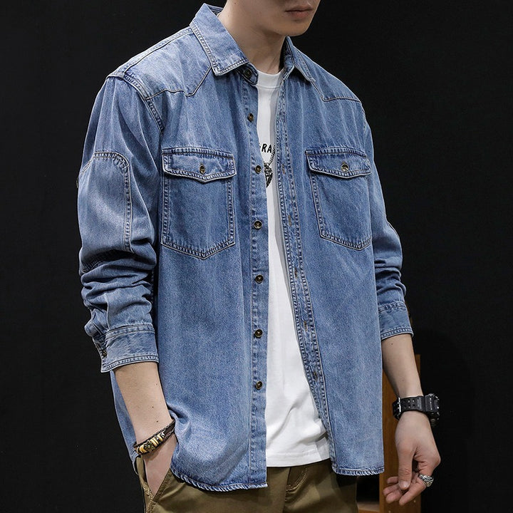 Herren lässige Denim-Hemdjacke mit praktischen Brusttaschen und modernem Schnitt Echoarchiv
