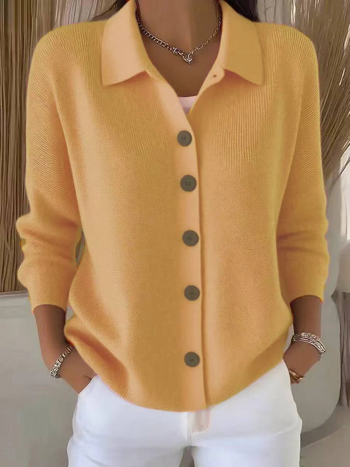 Damen nan Feinstrickjacke mit Hemdkragen und durchgehender Knopfleiste Echo Archiv