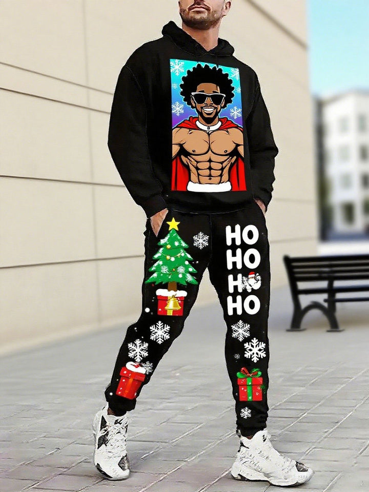 Herren Weihnachtsmotiviere Kapuzenpullover und Jogginghose Set Echoarchiv