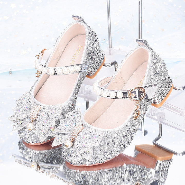 Mädchen Glitzernde Mary Jane Schuhe mit dekorativen Schleifen Echo Archiv