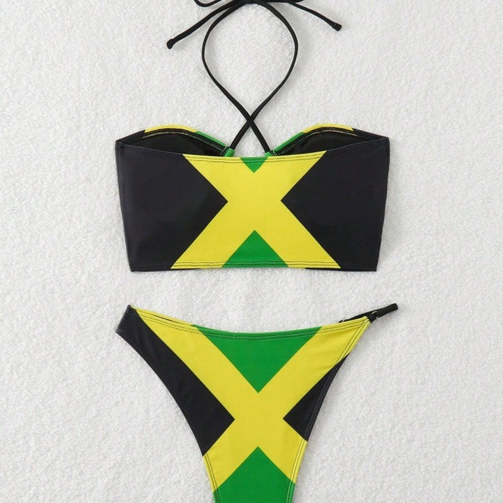 Damen Bikini mit trendy gekreuztem Oberteil und hohem Beinausschnitt Echo Archiv