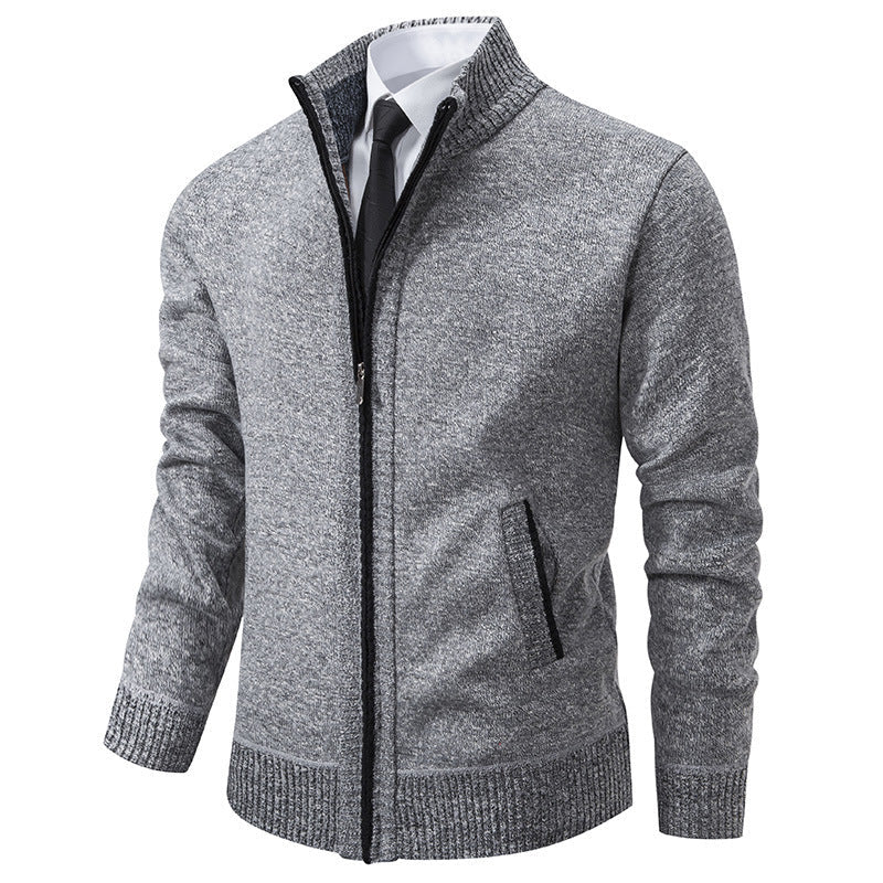 Herren sportliche Strickjacke mit Stehkragen und Reißverschluss Echoarchiv