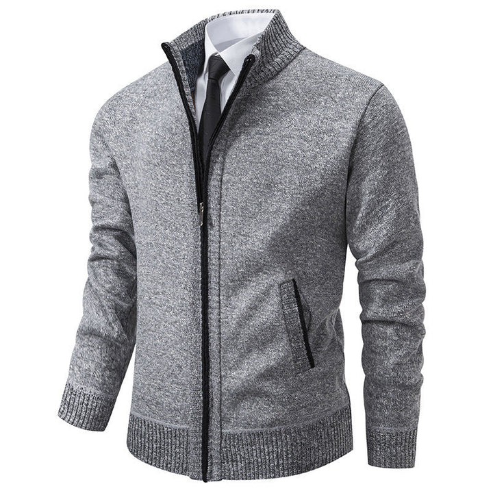 Herren sportliche Strickjacke mit Stehkragen und Reißverschluss Echoarchiv