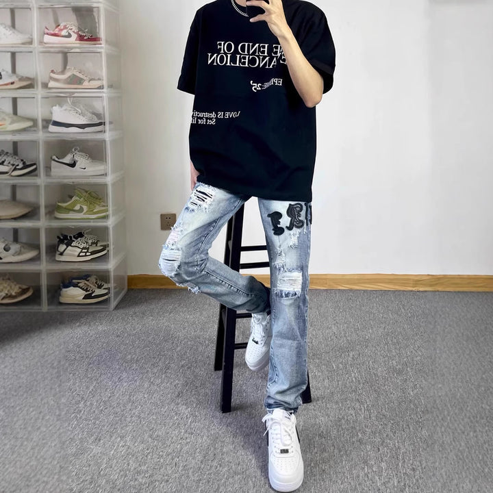 Herren Modische Oversized T-Shirt mit grafischem Print Echoarchiv