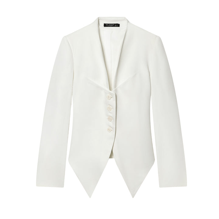 Damen taillierter Blazer mit Schalkragen, figurbetonter Knopfleiste und spitz zulaufendem Zipfelsaum – Valéne