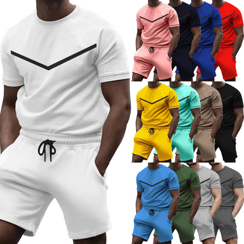 Herren lässiges Sportanzug-Set mit kurzem Oberteil und Shorts Echoarchiv