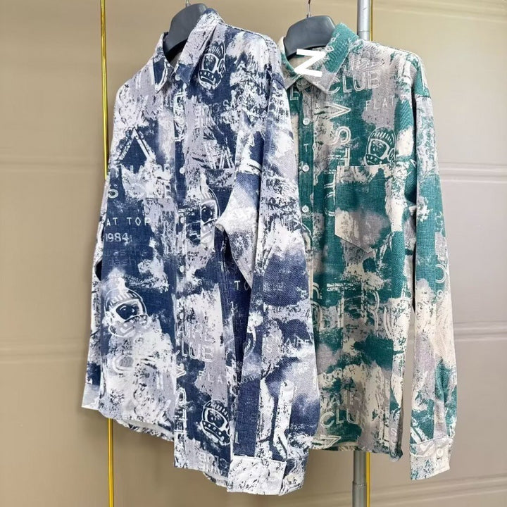 Herren modische Hemdjacke mit kreativen Druckmustern Echoarchiv