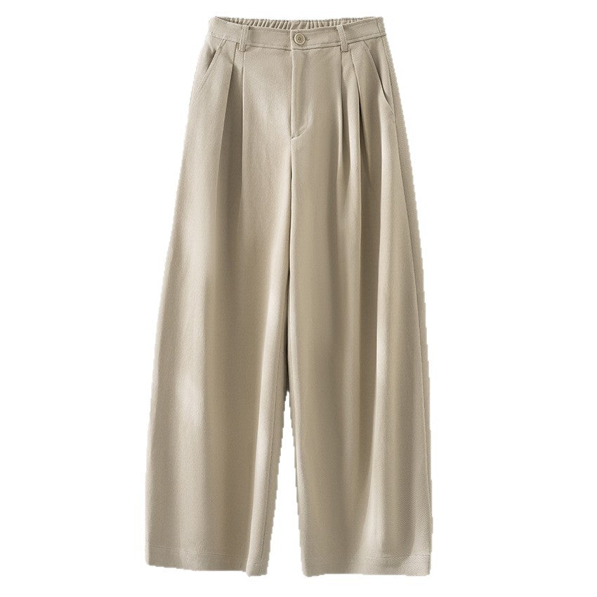Damen Hochtaillierte Bundfalten-Palazzohose mit weitem Bein und teil-elastischem Bund Echoarchiv