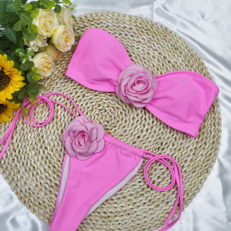 Damen Bandeau-Bikini mit floralem Akzent und verstellbaren Trägern Echo Archiv