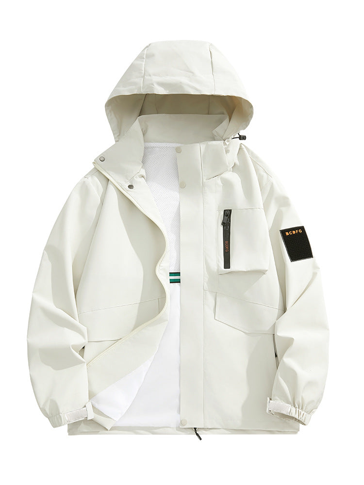 Herren Multifunktions-Utility-Outdoojacke mit Kapuze, verdeckten Taschenklappen und winddichter Beschichtung – Taviero