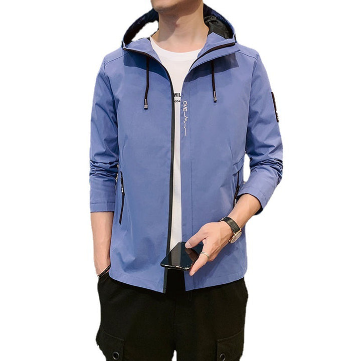 Herren leichte Übergangsjacke mit verstellbarer Kapuze und funktionalen Reißverschlusstaschen Echoarchiv