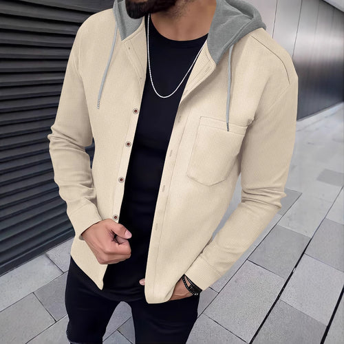 Herren lässiges Hemd mit Kapuze und strukturiertem Design Echoarchiv
