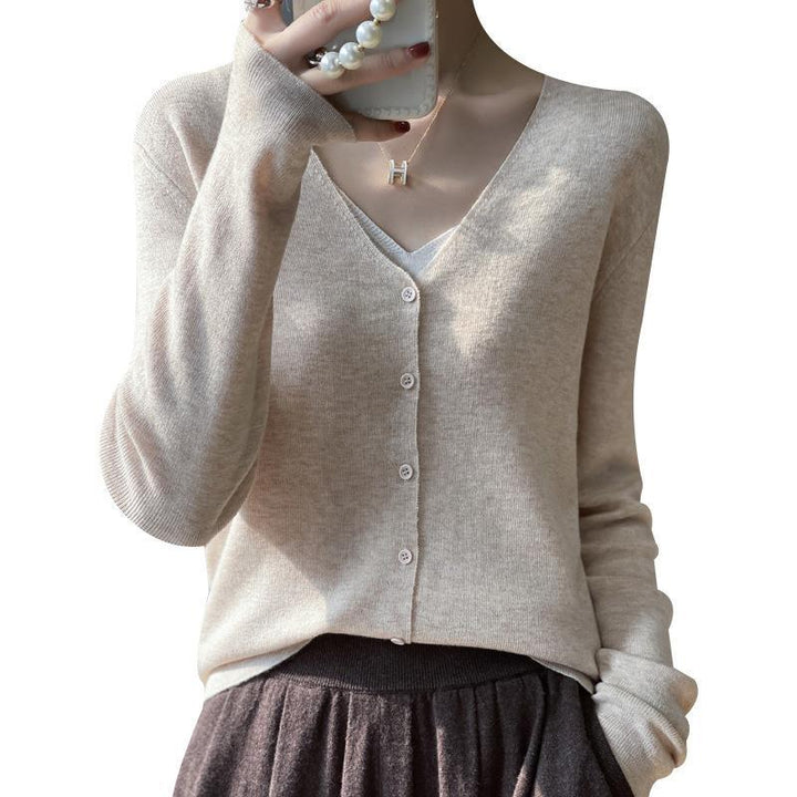 Damen Leichter V‑Ausschnitt‑Cardigan mit kastiger Silhouette und Kaschmir‑Optik Echoarchiv