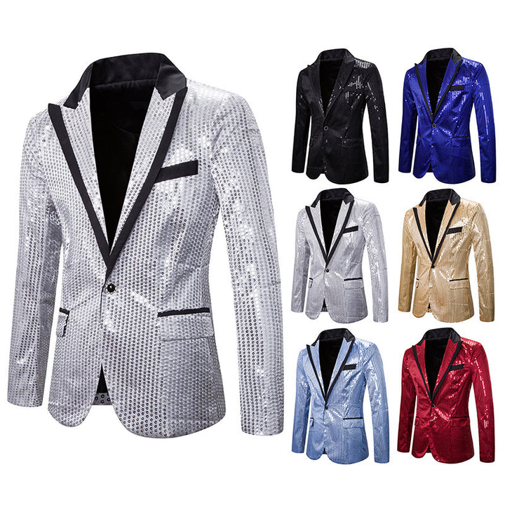 Herren eleganter Pailletten Blazer mit modernem Schnitt Echoarchiv