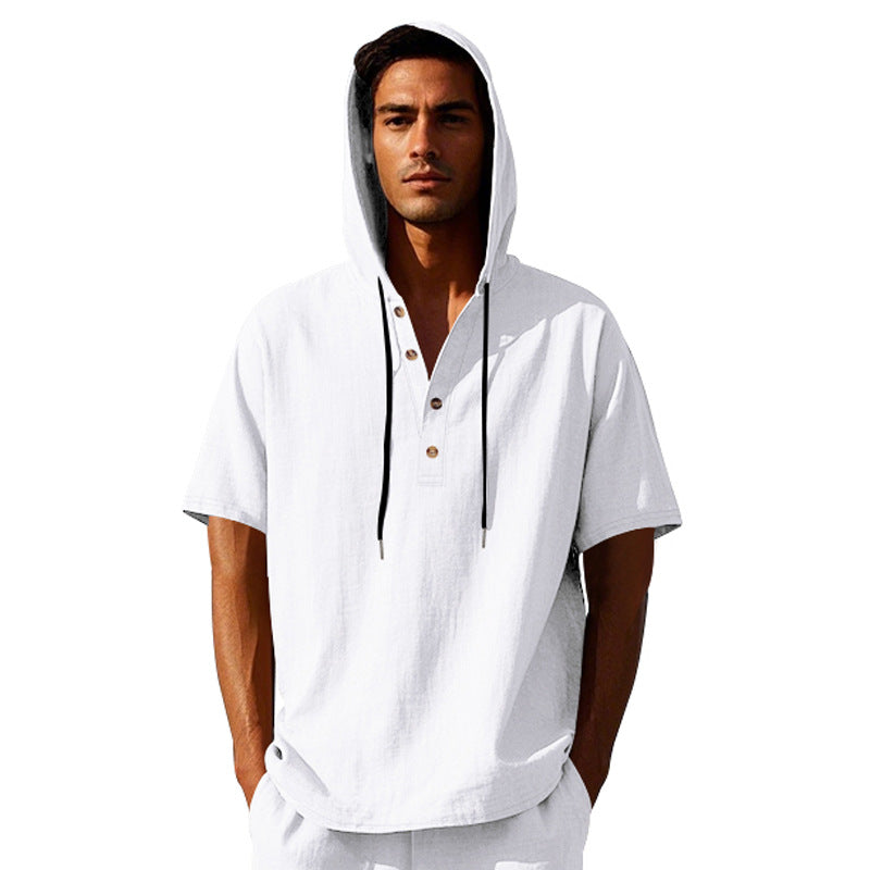 Herren lässiges Kapuzenshirt mit Knopfleiste Echoarchiv