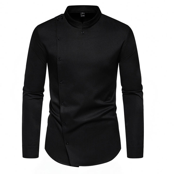 Herren Langarm Hemd mit modernem Knopfdesign Echoarchiv