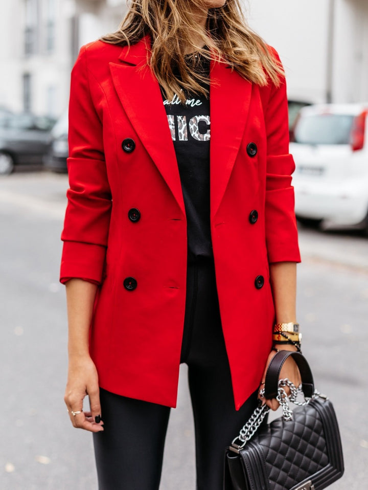 Damen nan taillierter Longblazer mit doppelreihiger Knopfleiste, Reverskragen und Eingrifftaschen Echo Archiv