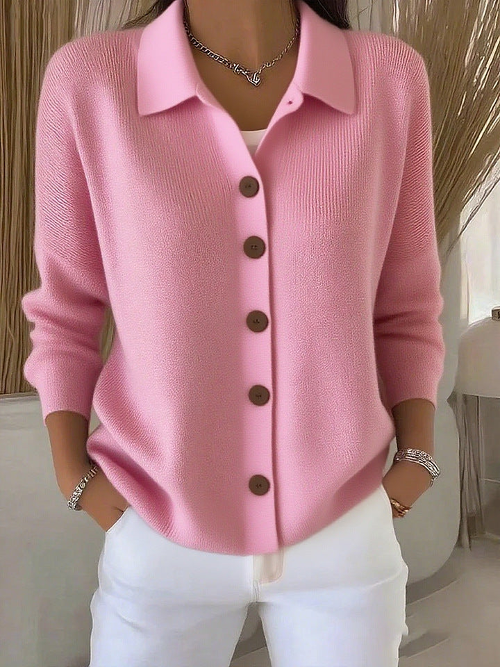 Damen nan Feinstrickjacke mit Hemdkragen und durchgehender Knopfleiste Echo Archiv
