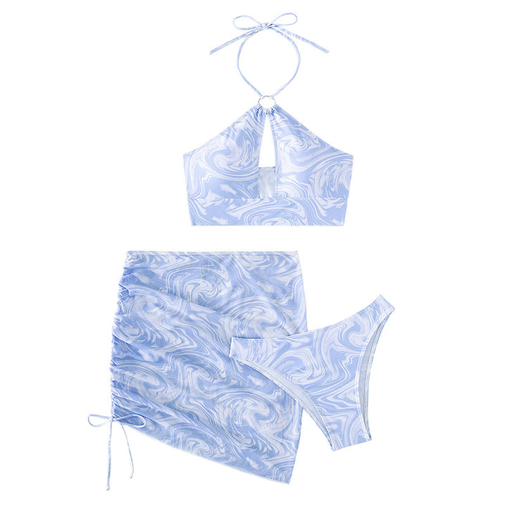 Damen Crop-Bikini-Set mit verspieltem Marmor-Design Echo Archiv