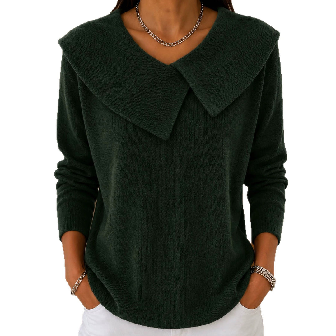 Damen Grobgestrickter Strickpullover mit übergroßem Matrosenkragen – Mavelle