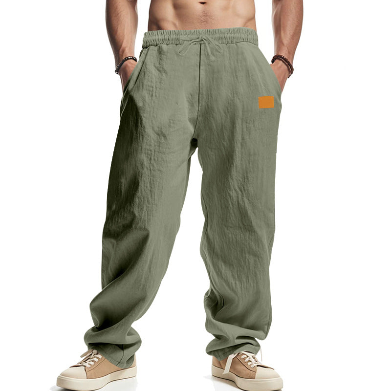 Herren lässige Leinenhose mit elastischem Bund und großzügigen Seitentaschen Echoarchiv