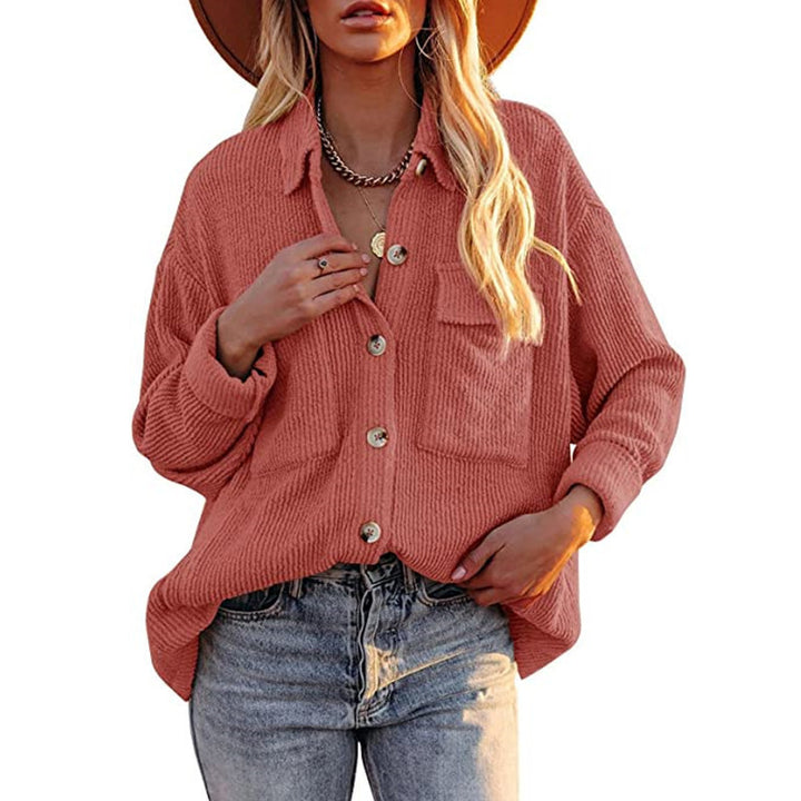 Damen Oversize-Feinstrick-Hemdjacke mit Knopfleiste und Brusttaschen Echoarchiv
